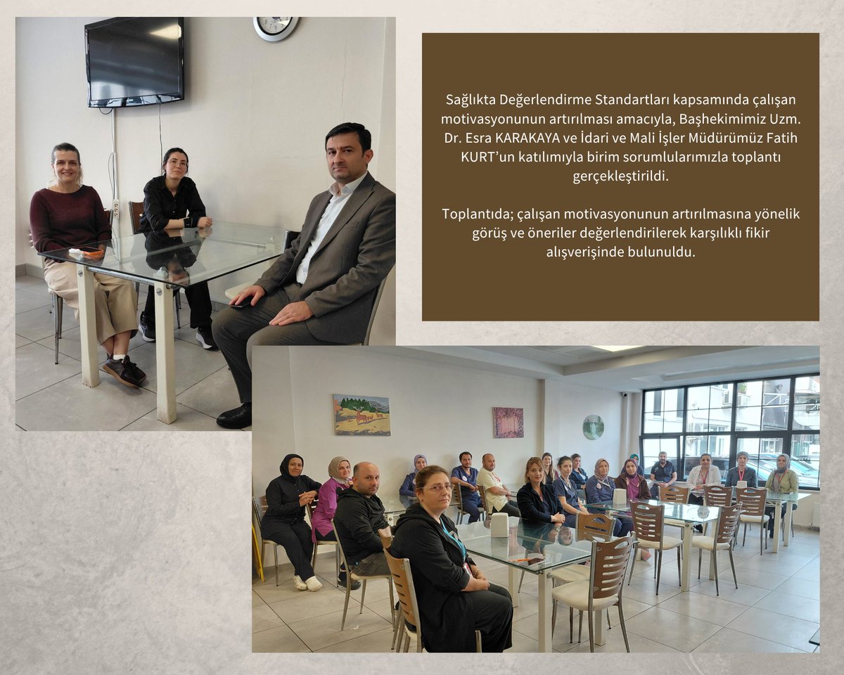 surmenedh's tweet photo. Sağlıkta Değerlendirme Standartları kapsamında çalışan motivasyonunun artırılması amacıyla, Başhekimimiz Uzm. Dr. Esra KARAKAYA ve İdari ve Mali İşler Müdürümüz Fatih KURT’un katılımıyla birim sorumlularımızla toplantı gerçekleştirildi. https://t.co/gClSPuUI6s