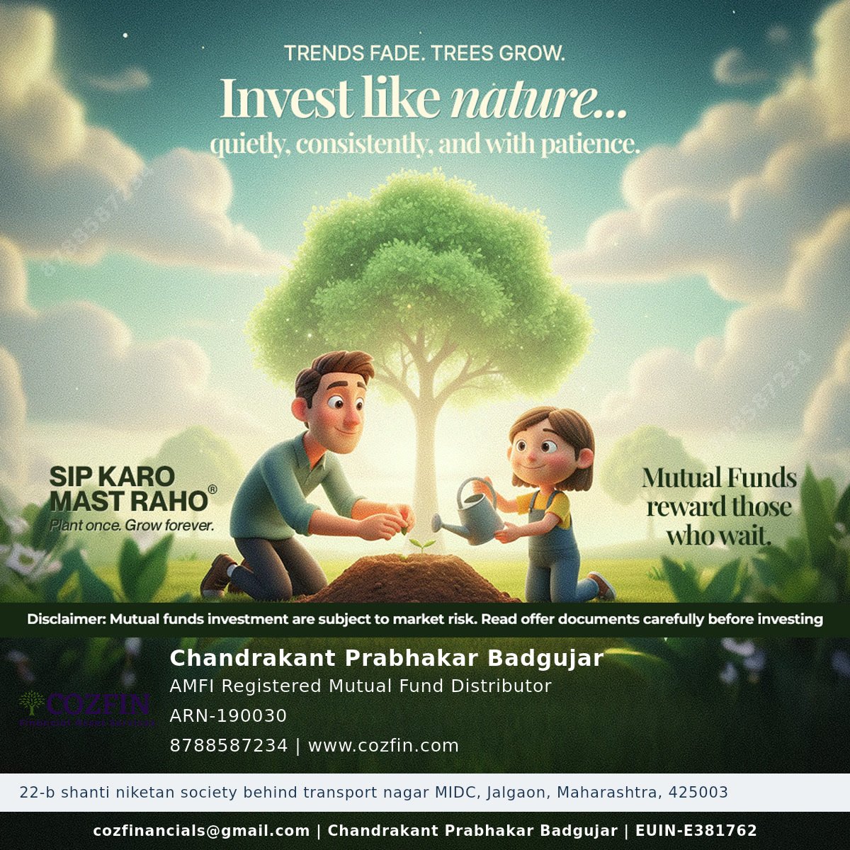 cpbadgujar's tweet photo. COZFIN FINANCIAL ASSET SERVICES #cozfin #investment #patience https://t.co/H5mOvWfqOD