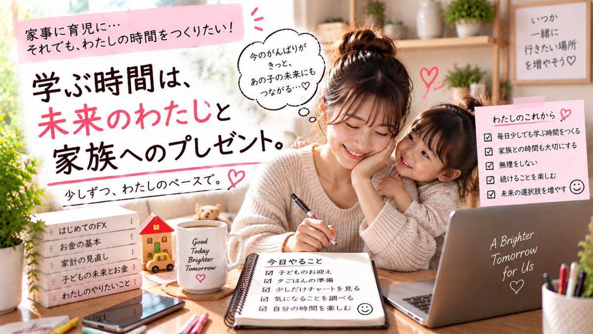 Ayumi_mama_fx's tweet photo. 【学ぶ時間も、自分への投資】

家事や子育てをしていると、
自分のための時間って後回しになりがち。

でも最近は、
少しでも学ぶ時間を作るようになりました。

未来のために使う時間も、
大切にしたい😊🌸 https://t.co/f1NSnk2S3f