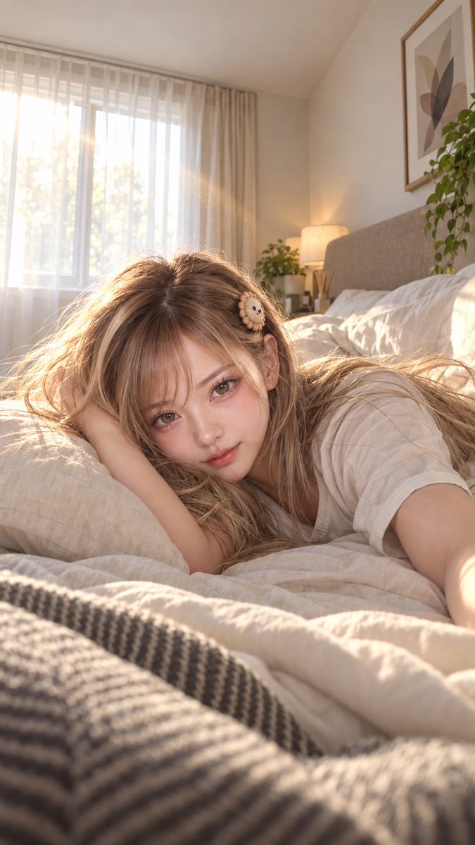 renapi430's tweet photo. おはようございます☀️

あと5分だけ、ベッドでゴロにゃーん……🐈
今日はお仕事なので、そろそろ起きます。

みなさんも、よい朝を過ごしてくださいね🦁

#れなぴ #AI美女  #おはよう https://t.co/fpubv0qp4z