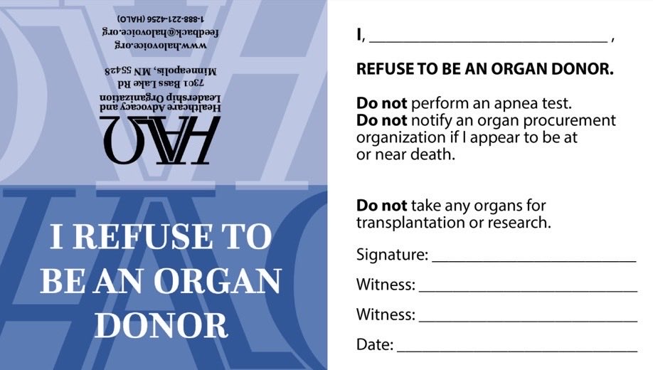 heidiklessigmd's tweet photo. I’m looking forward to speaking about the new definitions of death for organ donation at the Association of American Physicians and Surgeons 83rd Annual Meeting this afternoon!

Interestingly, the Continuing Medical Education (CME) reviewer DISALLOWED my action point slides on how to get off the donor list. 

Keeping this information from physicians as a requirement to get CME credits seems like censorship, a free speech violation.

So, here’s the information:

https://t.co/vpbZcePN8e