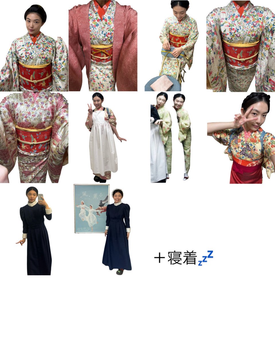 akikigoshi's tweet photo. 右に行くと若返ります👘

こんなにたくさんの扮装！
エプロンや羽織を含めたら20以上のパターン！髪型も5つ！

ナース服に憧れた22年前から、ようやく着れました看護服。

人生は最初思ってたようにはいかず、でもそれより面白く、豊かに重なっていくのだなあと教えてもらいました。

#風薫る https://t.co/iE6FqShMds