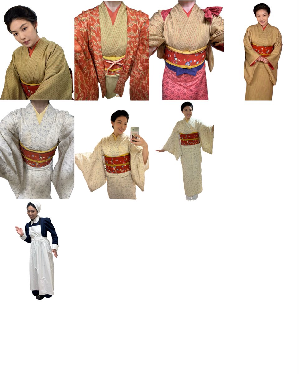 akikigoshi's tweet photo. 右に行くと若返ります👘

こんなにたくさんの扮装！
エプロンや羽織を含めたら20以上のパターン！髪型も5つ！

ナース服に憧れた22年前から、ようやく着れました看護服。

人生は最初思ってたようにはいかず、でもそれより面白く、豊かに重なっていくのだなあと教えてもらいました。

#風薫る https://t.co/iE6FqShMds