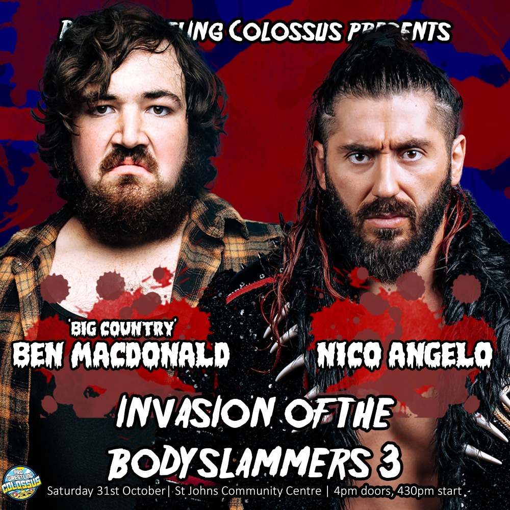 PWCOLOSSUS's tweet photo. Saturday October 31st

"Big Country" Ben MacDonald vs. @NicoAngelouk 

https://t.co/qx4BbeYgQv https://t.co/J2YzBBG3oj