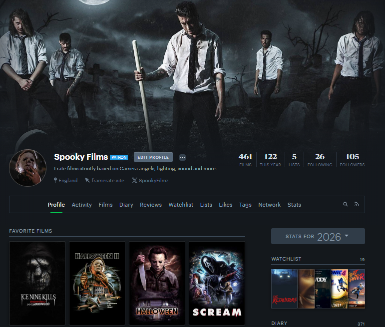 SpookyFilmz's tweet photo. New @letterboxd layout, and Yes I'm happy that I can have my fav band as the banner and two of my fav Slashers. #filmtwt #horrortwt #iceninekills #michaelmyers #scream #ghostface #halloween https://t.co/8jT8xh6gFH