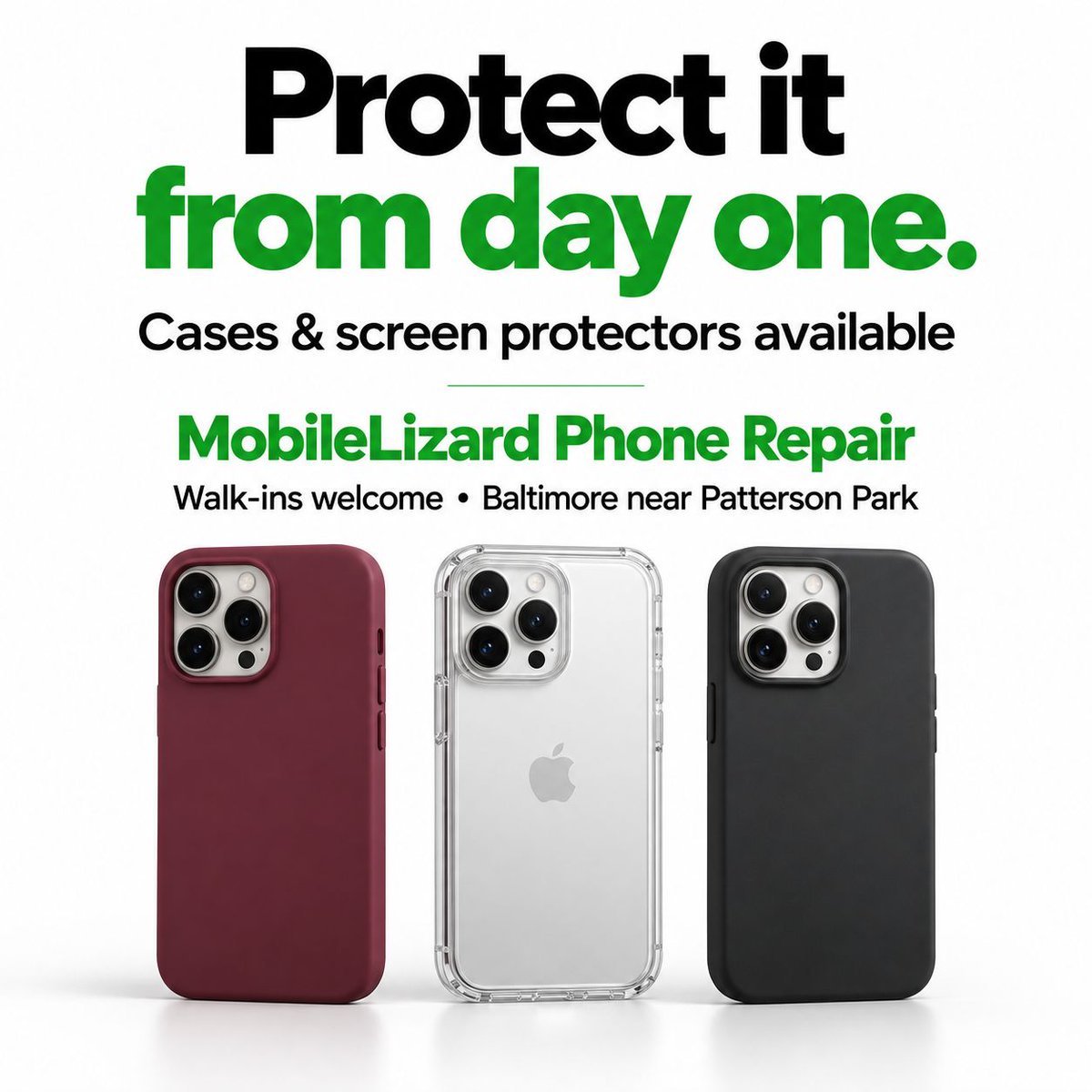 MobileLizard's tweet photo. Protect your new iPhone from day one. 📱✨

Cases and screen protectors for the new iPhone 18 Pro, iPhone 18 Pro Max are available now at MobileLizard Phone Repair.

📍 Baltimore near Patterson Park

#iPhone18Pro #iPhone18ProMax #iPhoneDuo #iPhoneCases #Baltimore  #MobileLizard https://t.co/RCa641FOO7