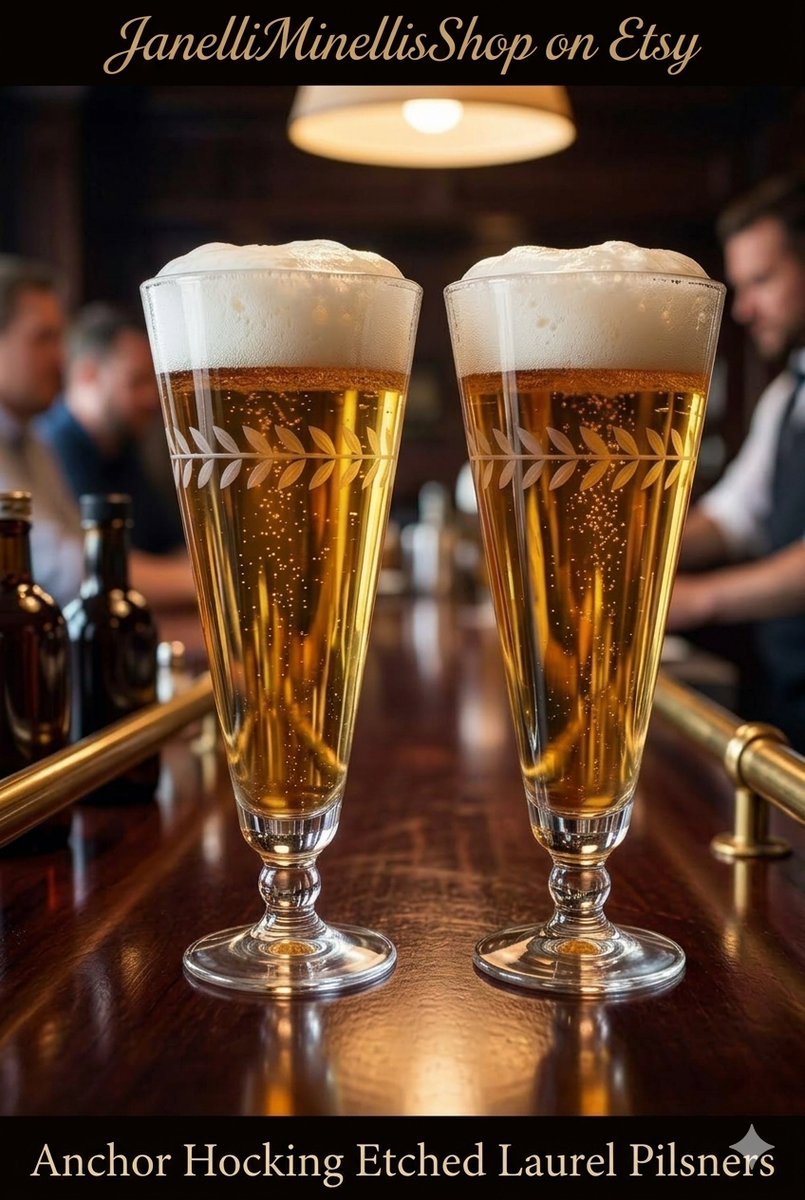 GrandesVtgShop's tweet photo. Vintage Anchor Hocking Etched Laurel Leaf Pilsners Mid Century Barware Set Of 2 Glasses https://t.co/XlWaojVLr7 #Pilsners #Etched #LaurelLeaf #Pilsners #ForSale #Janelliminellisshop #ForSale #RetroBar https://t.co/q0kAMcPn08