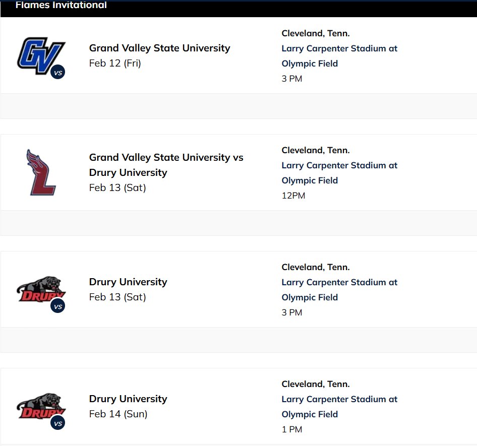divIIbaseball's tweet photo. Looking at early schedule releases for an upcoming article, and how about the Flames Invitational hosted by @LeeUBaseball from Feb 12-14?

The Flames, along with @GVSUBaseball and @DruryBaseball will all play against each other in a weekend of good competition.

#D2Baseball https://t.co/MlX5M3IoLX