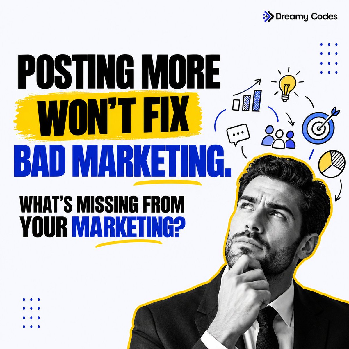 RuchiShopify's tweet photo. Posting more doesn’t always mean getting more sales. Your marketing needs the right audience, message, offer, channel, and path to conversion. If one is missing, more content won’t necessarily fix the gap. Which one needs work in your marketing? 
#MarketingStrategy #Marketing https://t.co/IDDsoaSZPD