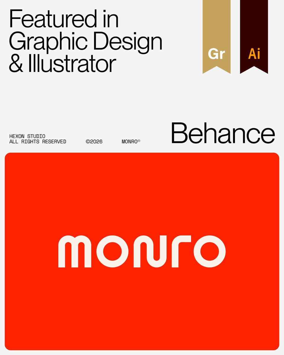 HexonStudio's tweet photo. New Milestone Achieved! 🎉

Proud to share that our project, "Monro," has earned two @Behance badges in the Graphic Design and Illustrator categories

Grateful for the recognition and ongoing support. ✨

taking on new projects.

Let's talk about your project. https://t.co/8ppBiQAAOh