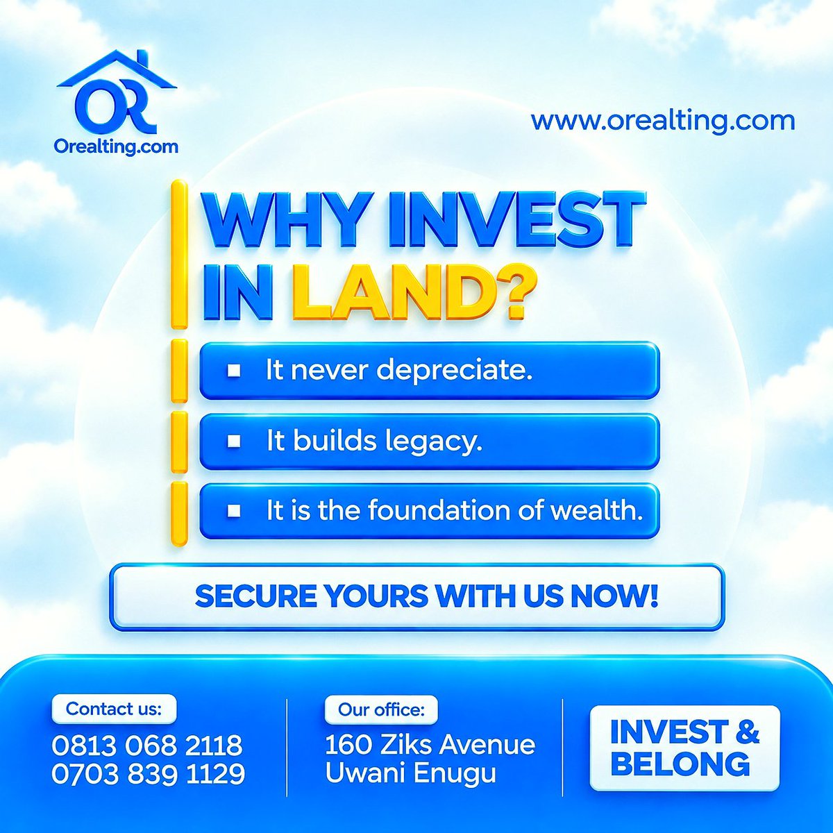 Orealting's tweet photo. Why Invest In Land?

Land is often described as a wealth-building asset, but understanding why, requires looking at how land actually works as an investment. https://t.co/X4fGWsnEs8