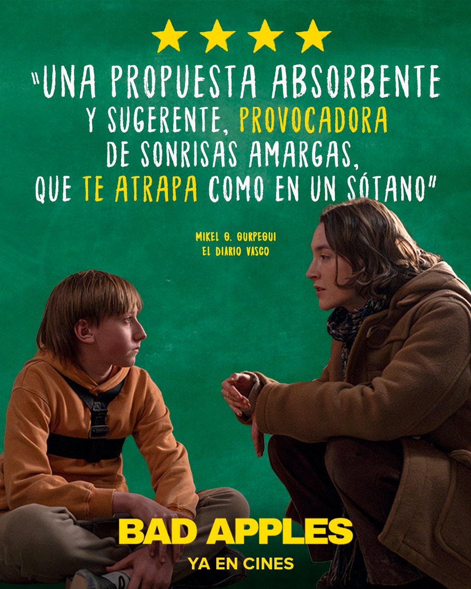 paramount_spain's tweet photo. Una propuesta "absorbente", "incómoda y crítica" que "calcula bien los ritmos, las sorpresas y las tensiones" 🍏 Los ingredientes que hacen de #BadApples una apuesta "surrealista y divertida" ¡YA EN CINES! https://t.co/5QfVDPeGh2