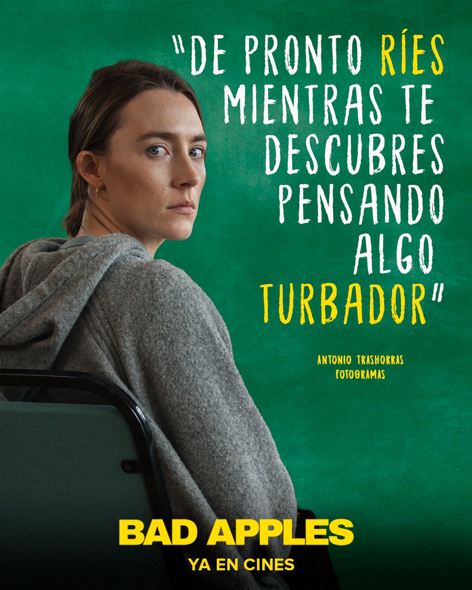 paramount_spain's tweet photo. Una propuesta "absorbente", "incómoda y crítica" que "calcula bien los ritmos, las sorpresas y las tensiones" 🍏 Los ingredientes que hacen de #BadApples una apuesta "surrealista y divertida" ¡YA EN CINES! https://t.co/5QfVDPeGh2