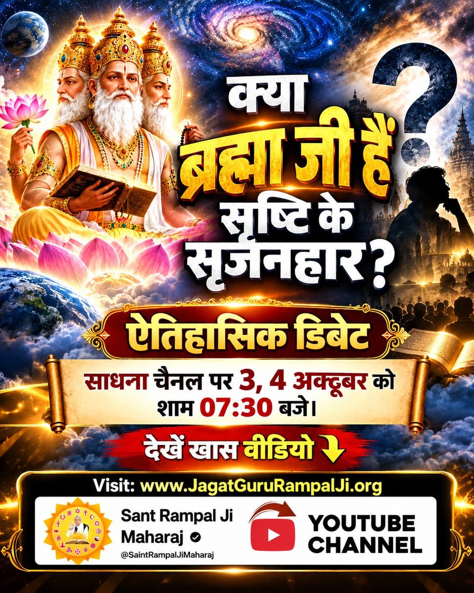 omprakashn869's tweet photo. #OpenChallengeBy_SantRampalJi
क्या ? ब्रह्मा जी है सृष्टि के सृजनहार  ऐतिहासिक डिबेट साधना चैनल पर 3, 4 अक्टूबर को शाम 07:30 बजे।देखें खास वीडियो
Visit: https://t.co/AyeDBF9g6q
शास्त्रार्थ का शंखनाद https://t.co/wBoacuNyq6