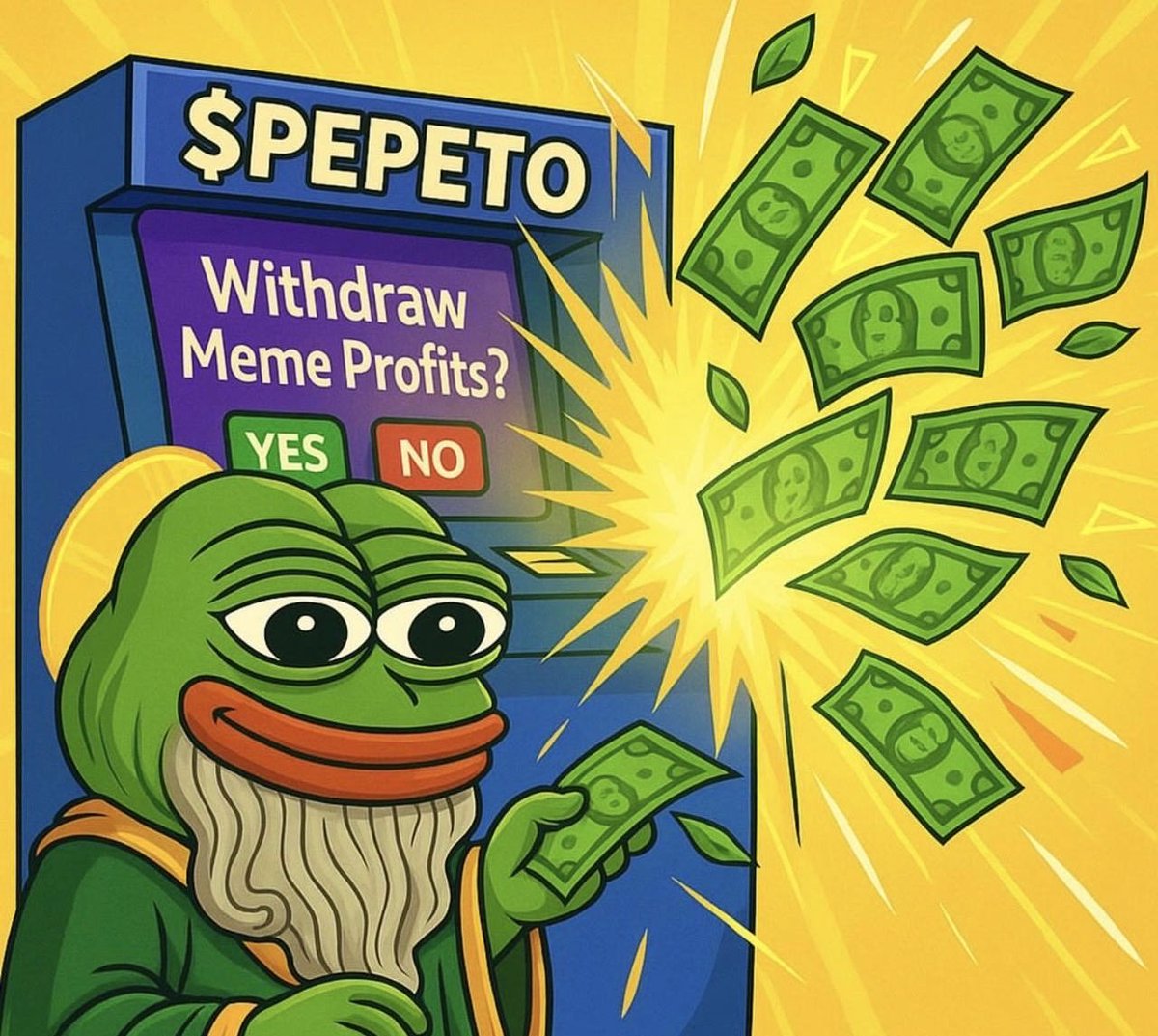 Pepetocoin's tweet photo. $PEPETO ATM GOES BRRR 💸

Withdraw profits,only the God of Frogs makes gains feel this easy. 🐸💚⚡️

🔥 162 % staking rewards for holders

To invest, make sure to use only the official website🔗:  https://t.co/fDvUgkiLKR 🐸

🎁 Join the $700K Giveaway before Tier 1 Listing: https://t.co/yBoyqCWImf

#Pepeto #memecoins #cryptopresale #Ethereum