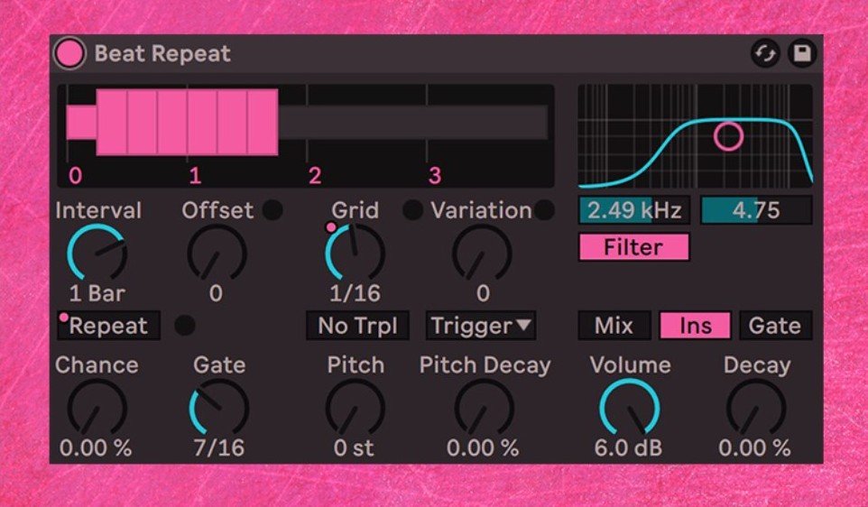 primeloops's tweet photo. Create easy Stutter FX with the Beat Repeat tool!

Turn the Chance to 0%, change from Mix to Ins, crank the Volume and then adjust or automate the Grid for the desired sound! Simple!!

Try it with some sick Hip Hop Beats here...
https://t.co/lu7f2a0Lwd https://t.co/OSM4QLdtkH