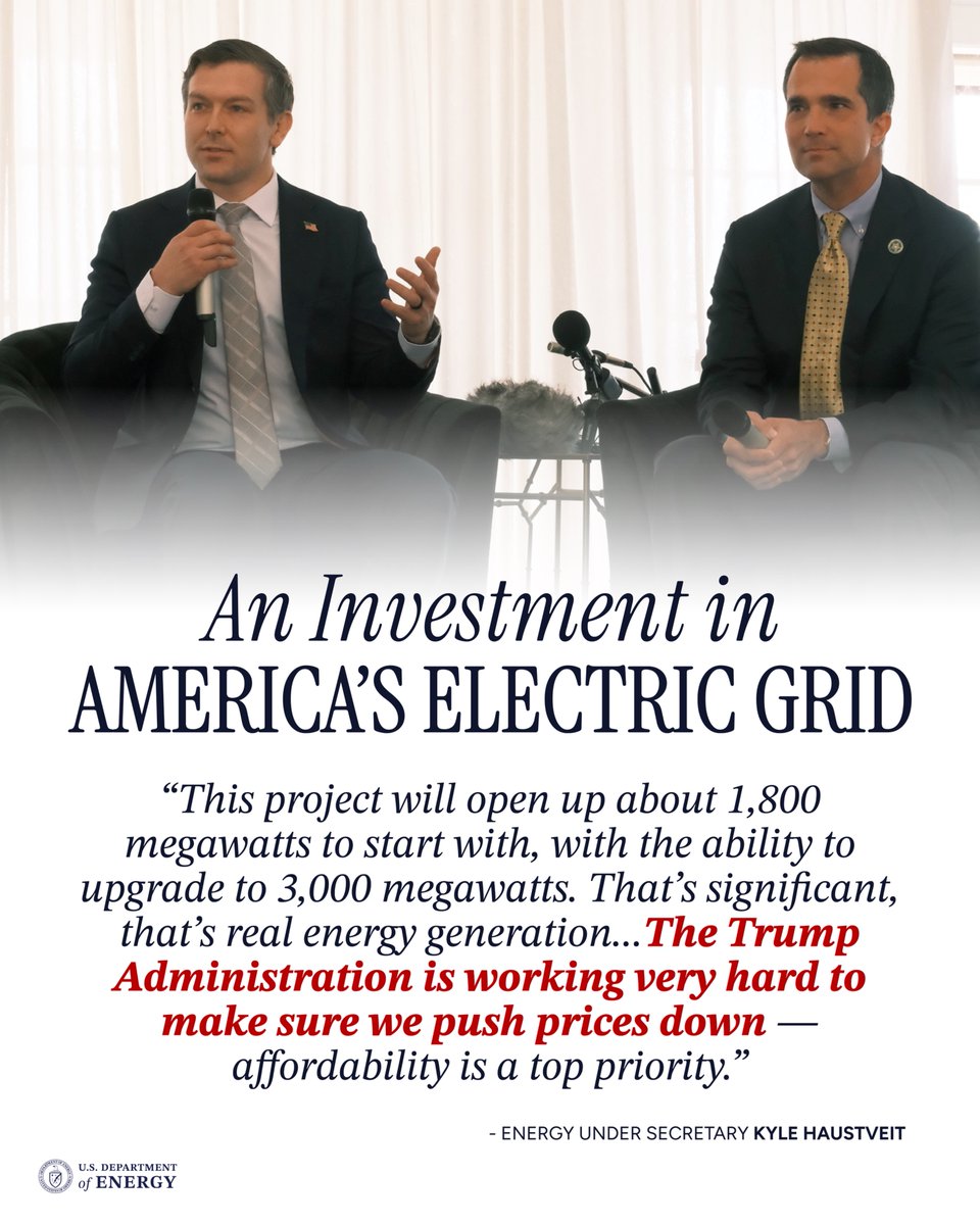 ENERGY's tweet photo. Yesterday, @EnergyUnderSec was in Oklahoma City highlighting @ENERGY’s SPARK Initiative — accelerating grid upgrades, adding more power to the system, and advancing @POTUS’ energy addition agenda. 🇺🇸⚡️ https://t.co/GKp3qCqaMi