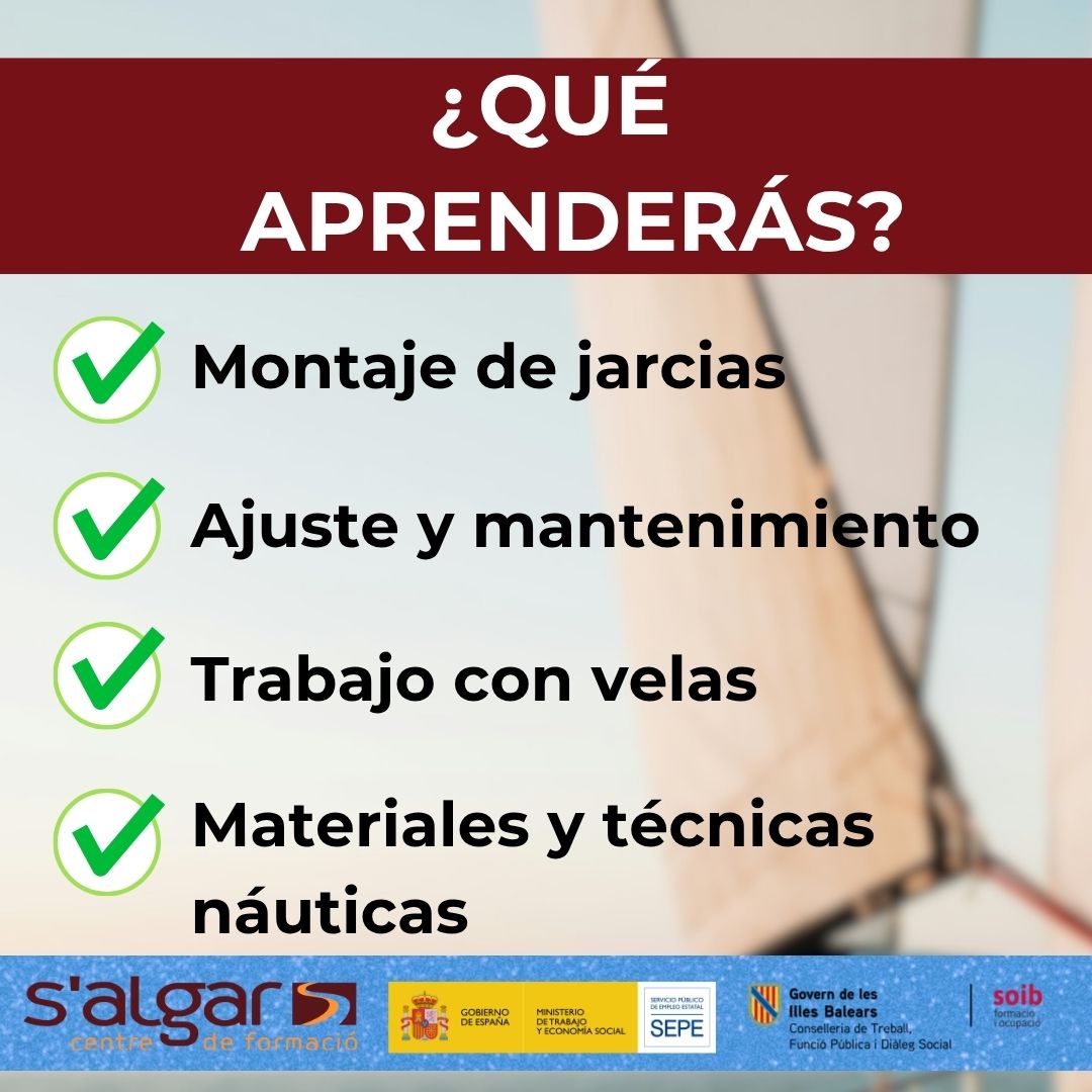 salgarformacio's tweet photo. ¡Plazas abiertas! Formación Dual en jarcias y velas
@salgarformacio abre inscripciones para una formación especializada dentro del sector náutico, con la financiación @soibgoib #SEPE
📍Palma
📆Inicio: 15 octubre
☎️Llámanos 971 82 58 94
Clica https://t.co/2KARNTWC6S https://t.co/rmx4byvtuh