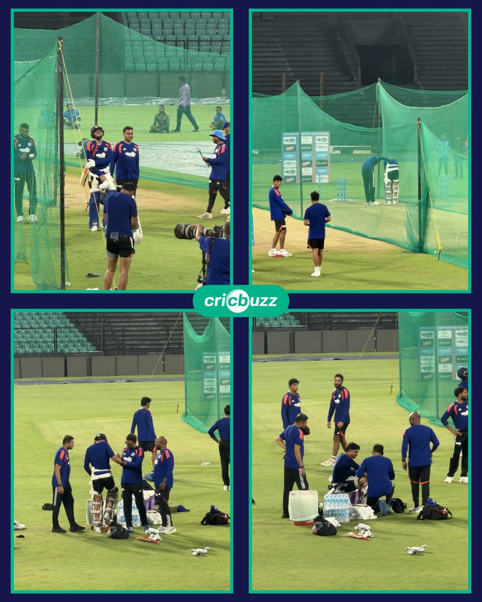 cricbuzz's tweet photo. 🚨 Injury scare for India in Thiruvananthapuram ahead of West Indies ODIs

Shubman Gill got hit on the elbow by a Mohd. Siraj delivery and had to exit the nets to get treated for it #INDvWI #ShubmanGill https://t.co/9z7qz3L4R2