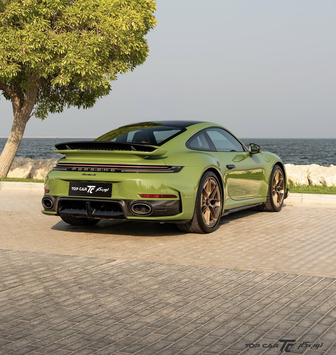 PorscheCIub's tweet photo. Paint-to-Sample Olive Green 992.2 Turbo S https://t.co/9N4sACRWSl