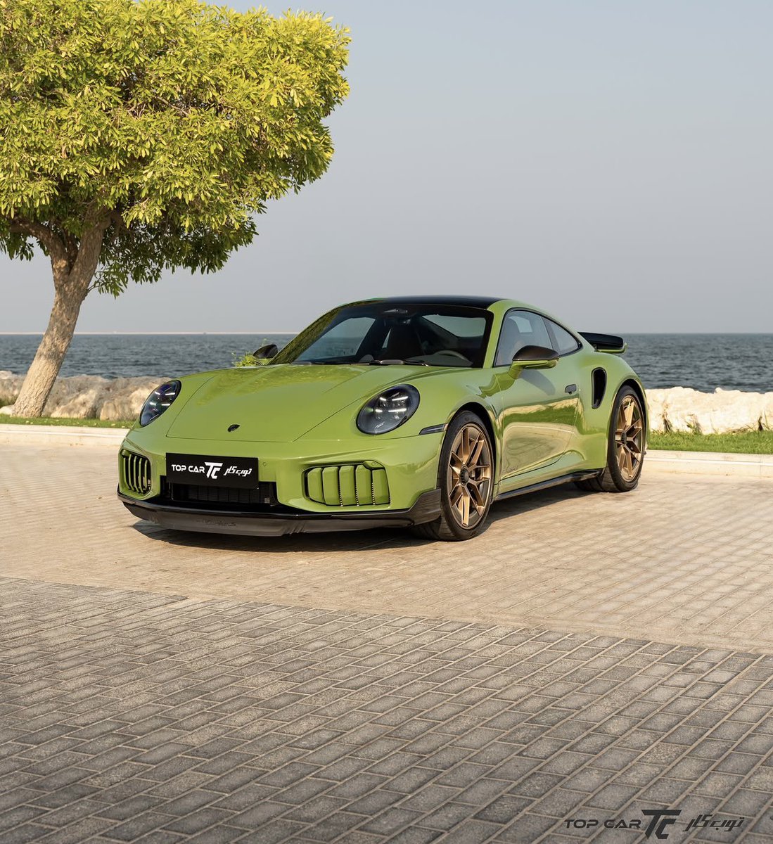 PorscheCIub's tweet photo. Paint-to-Sample Olive Green 992.2 Turbo S https://t.co/9N4sACRWSl