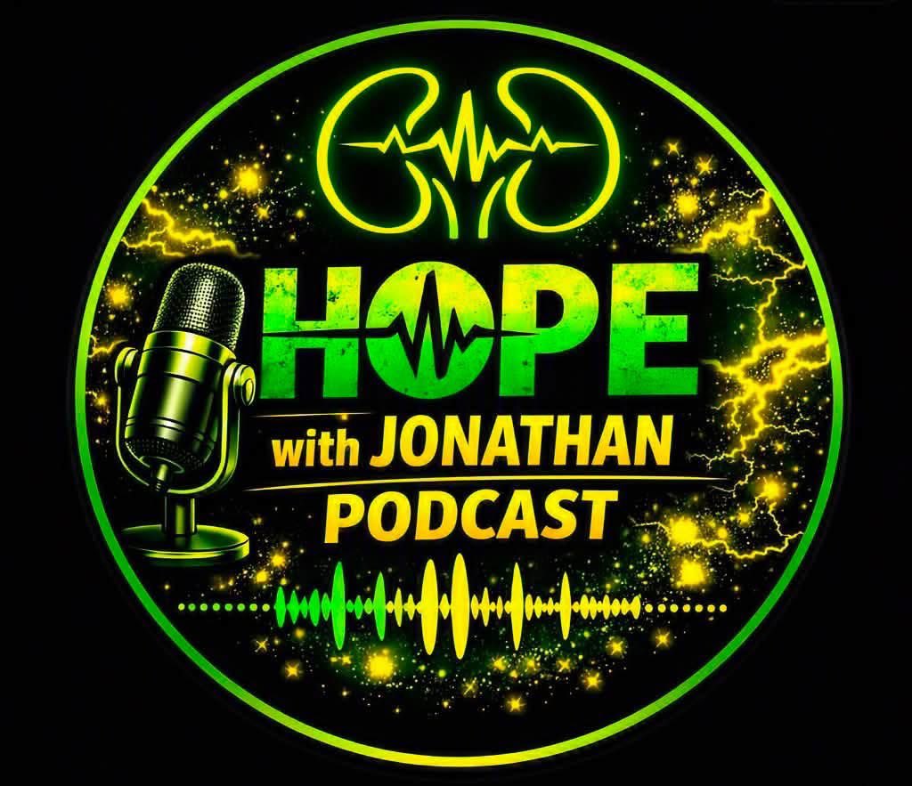 hope_host's tweet photo. HWJ🎙️shares stories of Hope from People who have survived Traumatic life events💚 Our Goal is to Inspire, Encourage &amp; Enlighten⚡️Power in sharing your Story! We’re on Facebook, Instagram, YouTube &amp; TikTok! 

#kidneyfailure #ckd #kidneydisease #kidneytransplant #hopewithjonathan https://t.co/DeHYR4utp1