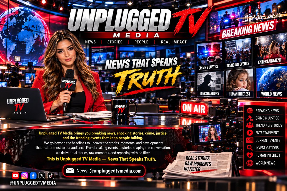 Irisbee33's tweet photo. Unplugged TV Media brings you breaking news, shocking stories, crime, justice, and the trending events that keep people talking.

We go beyond the headlines to uncover the stories, moments, and developments that matter most to our audience. From breaking events to stories shaping the conversation, we deliver real stories, raw moments, and reporting with no filter.

Stay informed. Stay connected. Follow Unplugged TV Media for breaking updates, exclusive stories, and the news everyone is talking about.

This is Unplugged TV Media — News That Speaks Truth.

📩 News: @unpluggedtvmedia.com
Follow us. Stay informed. Be part of the conversation.