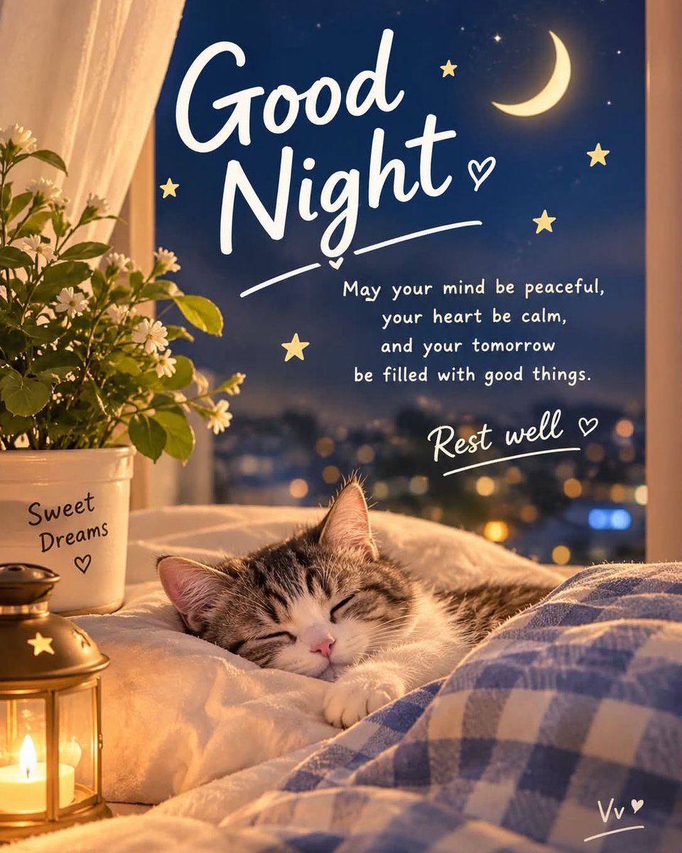 RivaProthero's tweet photo. Good night. May your mind be peaceful, your heart calm, and tomorrow bring something wonderful. Sleep well and sweet dreams. https://t.co/ptgrYFGOG6