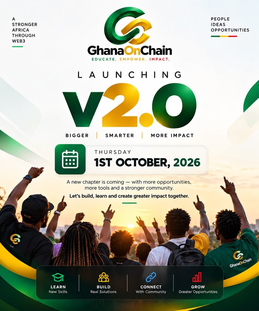 ghanaonchain's tweet photo. The cooking is almost done. 👀🔥

And now you know what’s coming.

GhanaOnChain V2.0 is coming on October 1st. 

A bigger community.
More opportunities.
Better tools.
More impact.

Something new is about to begin.

Are you ready?

#GhanaOnChain https://t.co/aauRluCSgV