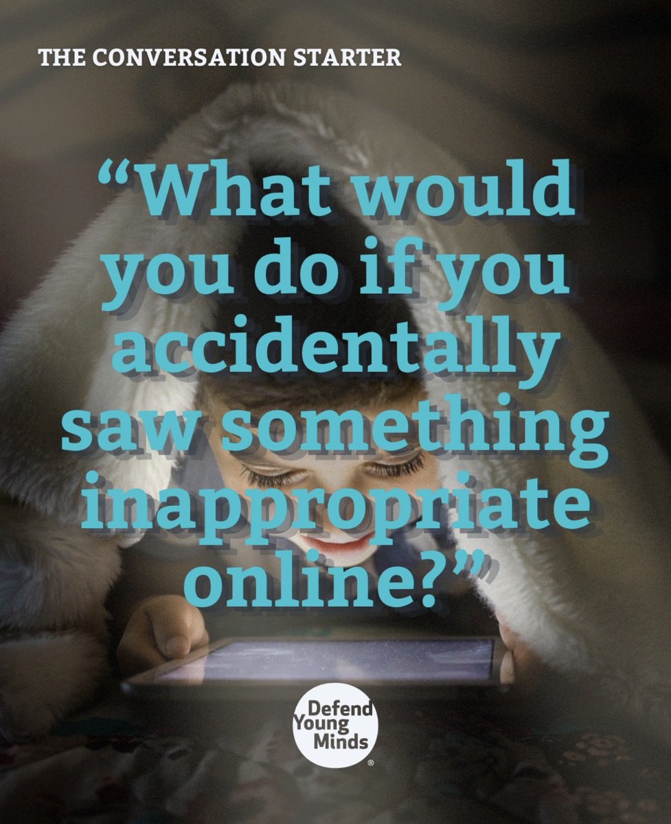 DefendYM's tweet photo. We're giving you one simple conversation you can have with your child today.

Kids can come across inappropriate content without looking for it. Talk through what they could do if it happens: close it, move away, and come tell you.

Make sure they know they won't be in trouble. https://t.co/ocOHe4l2bO