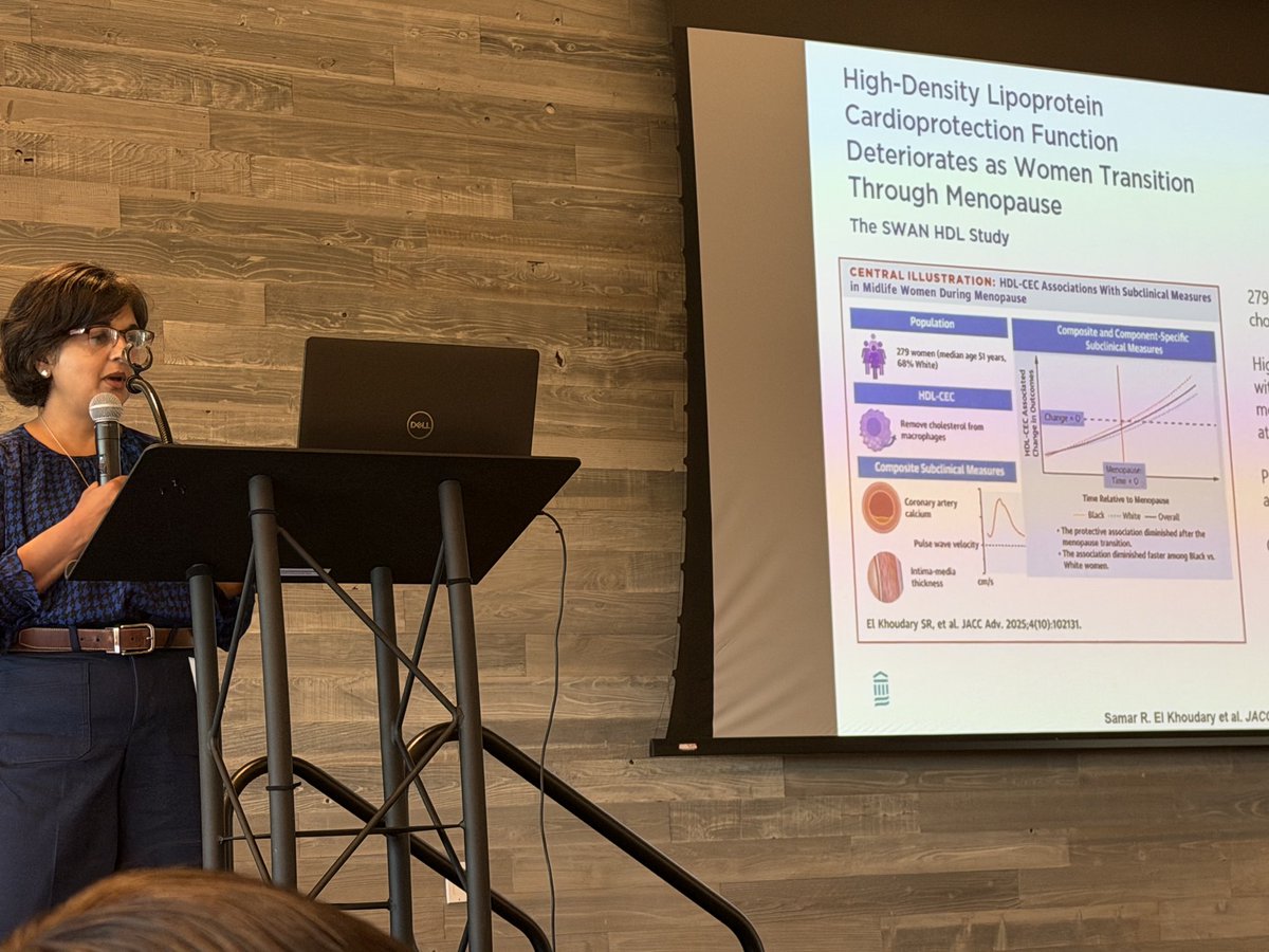 PamTaubMD's tweet photo. Great overview of changes in menopause by @NanditaScottMD at Women's Cardiovascular Symposium #WCS2026.  HDL function decreases in menopause and not as protective. @OdaymeMD @dranulala @emilyswlau @MonSangh @SamiaMoraMD @DrMarthaGulati  @JanetWeiMD @Bweber04 https://t.co/IHIq4KvslH