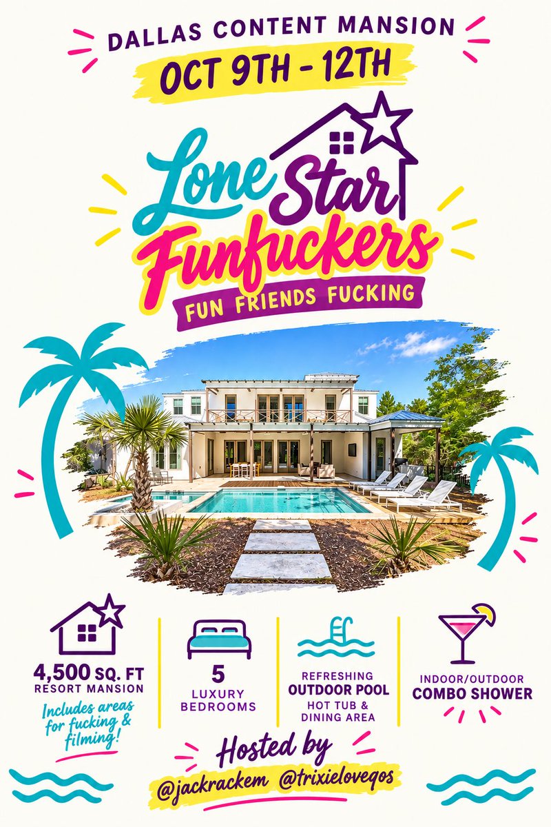 lsfunfuckers's tweet photo. Our first content house is happening in Dallas, October 9th - 12th. One sick ass house, 20 LS/content friends getting together to fuck all weekend &amp; get it all on film. If you’re a dallas/TX creator &amp; want to join in on the fun, please DM (only rule, must be down for the fun) https://t.co/sQNvHTo8me