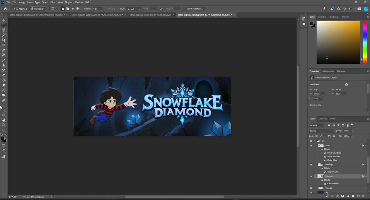 StudioSnowSlide's tweet photo. Excited to share that I'm finalising the new capsule art for Steam for my indie game Snowflake Diamond ❄️

If you love fun adventure games, please wishlist, it helps a lot, thanks!

https://t.co/G9F53kYNat

#indiegame #indiegamedev #solodev #screenshotsaturday https://t.co/MrAdYNb9zY