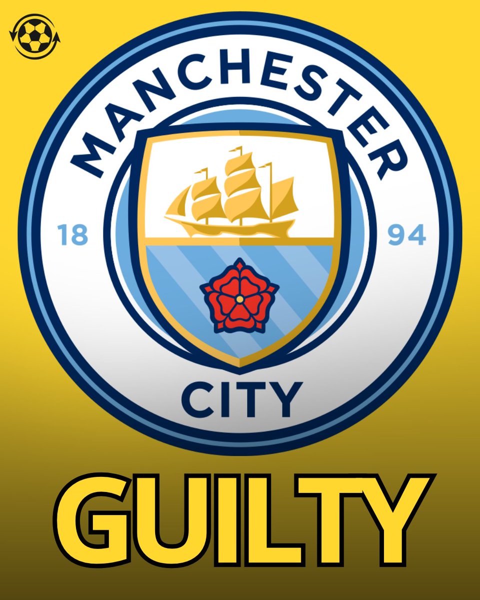 DeadlineDayLive's tweet photo. 🚨💣 𝗕𝗥𝗘𝗔𝗞𝗜𝗡𝗚: Manchester City have been found GUILTY of all but ONE of the 115 Premier League charges relating to alleged financial breaches.

Sanctions are yet to be decided, with potential punishments including fines, a POINTS DEDUCTION or even EXPULSION from the Premier League.

(Source: @David_Ornstein)