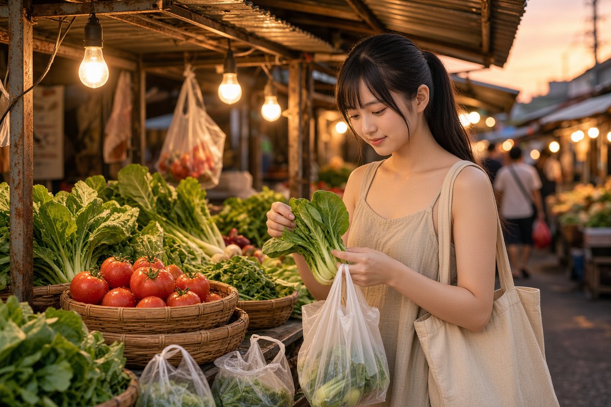 moekayui_daily's tweet photo. 傍晚五點半的市場,是我最喜歡的時段。
站在菜攤前挑青江菜挑到老闆都在看我,只好裝忙摸半天菜葉。結帳時銅板還灑了滿手,抱著水果手忙腳亂,笑場了。挑菜小訣竅:葉子要紮實有彈性,切口不發黃才新鮮。
你買菜習慣固定一攤,還是喜歡到處逛呢?
#moekayui #黃昏市場 #買菜日常 https://t.co/Qtl0MVgyRc