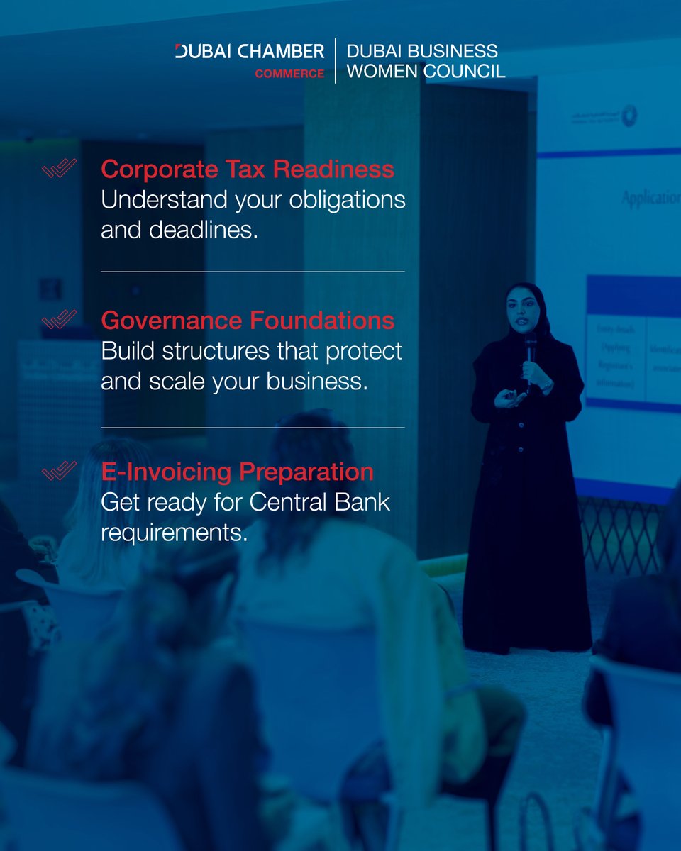 PriscilaFeyod's tweet photo. لكل شركة صغيرة ومتوسطة، تبدأ المرونة بالاستعداد. ومع تطور بيئة الأعمال في الإمارات، لم يعد الامتثال مجرد متطلب، بل أساساً استراتيجياً للنمو المستدام. تساعد جلسات DBWC الخبرائية الأعضاء على اتخاذ قرارات واثقة وحماية أعمالهم والتوسع بثبات. https://t.co/Dpp661xIf9