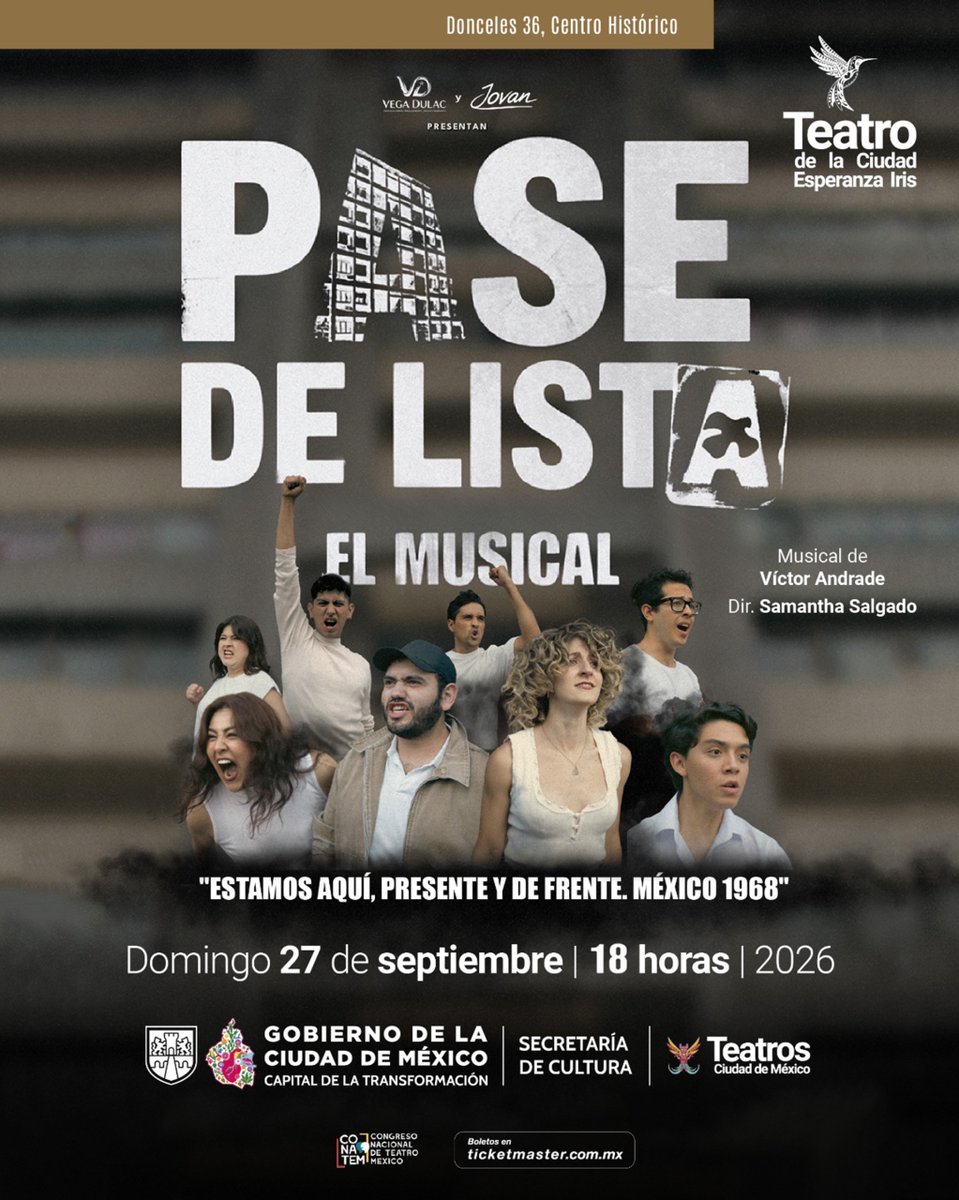 edresenateatro's tweet photo. Tengo PASES DOBLES para ver Pase de lista, el musical este domingo 27 de Septiembre a las 6:00 pm en el Teatro de la Ciudad Esperanza Iris. 

Para llevarte uno tienes que: 
-Seguir esta cuenta y dar RP (RT)
-Escribir tu nombre en los comentarios https://t.co/NaZSYf2IE1