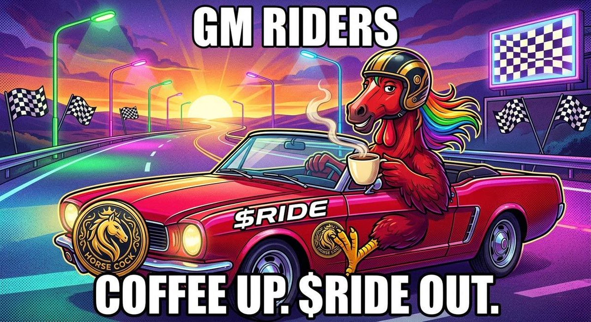 HorseCockcrypto's tweet photo. ☀️ GM RIDERS 🏇🔥

Coffee in hand. Engine running. Eyes on the road. ☕🏎️💨

The $RIDE horse-cock is officially awake and ready to race through another day of chaos. 🐎🐓🌈

No sleeping on the grind. No slowing down. Just vibes, memes, and riding with the community. 🚀

COFFEE UP. $RIDE OUT. ☕💨

Who’s riding with us today? 👀🔥
$RIDE