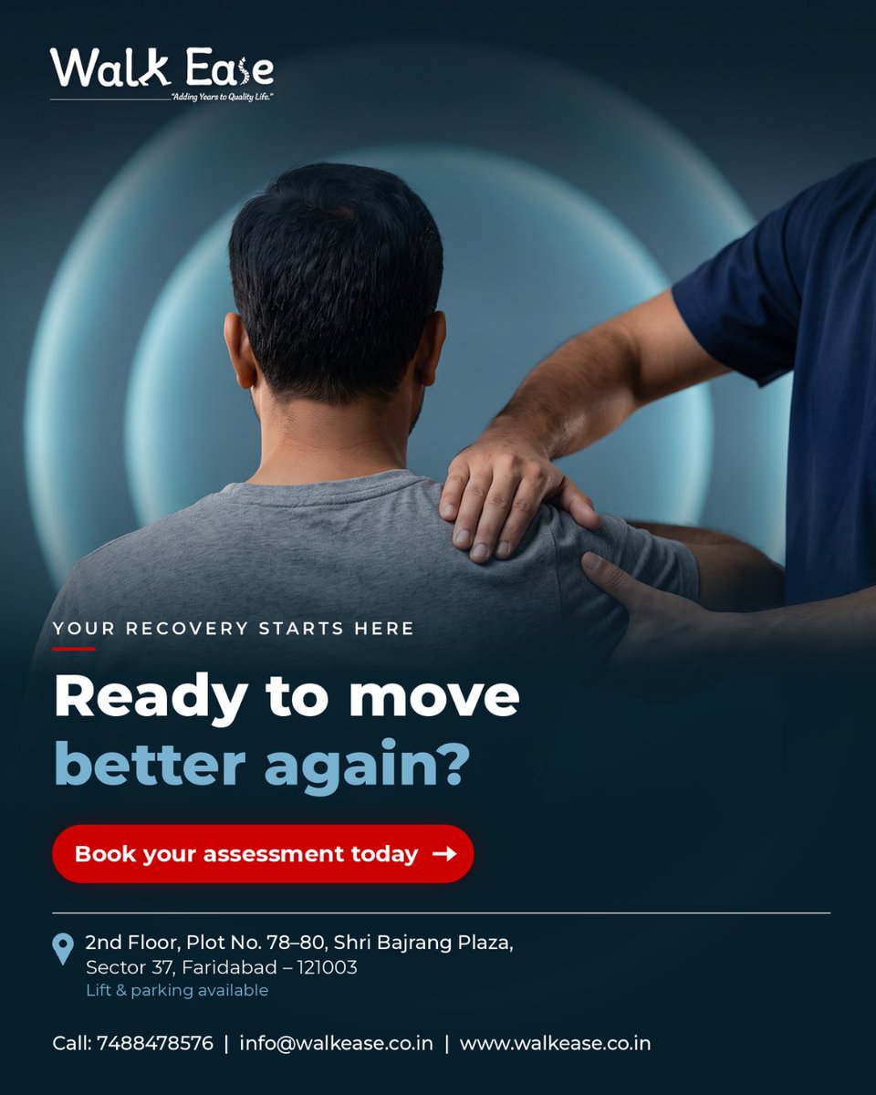 WalkEaseIndia's tweet photo. Ready To Move Better Again?

👉Book your assessment today.

#WalkEase #Physiotherapy #MoveBetter #Mobility #Posture #CoreStrength #BackPain #Faridabad https://t.co/kBoQxnihQh