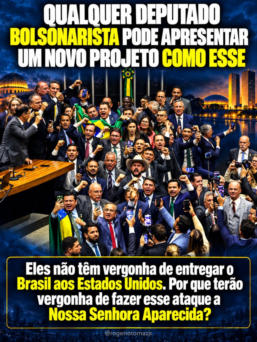 rogeriotomazjr's tweet photo. 📍 Não adianta Flávio Bolsonaro negar. O projeto de lei para tirar de Nossa Senhora Aparecida o título de Padroeira do Brasil EXISTE e foi apresentado por um deputado muito próximo à família Bolsonaro.

Trata-se do PL 2623/2007, do deputado Victório Galli (PMDB-MT), pastor evangélico que não foi reeleito em 2018 e ganhou cargo exatamente onde? No governo de Jair Bolsonaro.

O projeto de Galli estabelecia que Nossa Senhora Aparecida passaria a ser considerada apenas a “Padroeira dos brasileiros católicos apostólicos romanos”, em vez de "Padroeira do Brasil".

O projeto foi arquivado, mas (1) existem mecanismos para desarquivamento de projetos de lei, porém o projeto em questão não se enquadraria nas brechas previstas e (2) se eles apresentaram essa proposta uma vez, quando sequer existia uma bancas evangélica forte, poderiam muito bem apresentar novamente, ESPECIALMENTE se vencerem a eleição presidencial e se sentirem empoderados, sobretudo com quase metade do Congresso sendo evangélico.

Enfatizo: QUALQUER deputado bolsonarista pode apresentar um projeto similar e a aprovação estaria garantida com facilidade.