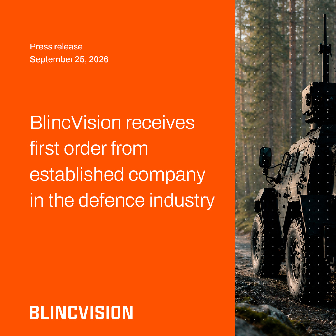 TerraNetAB's tweet photo. A great step forward for BlincVision!
We’ve received our first commercial order in defence following an earlier evaluation. An important milestone in our continued work in defence.

👉 Read the full press release: https://t.co/GZIjvLdP2M https://t.co/4qYTjZb23F