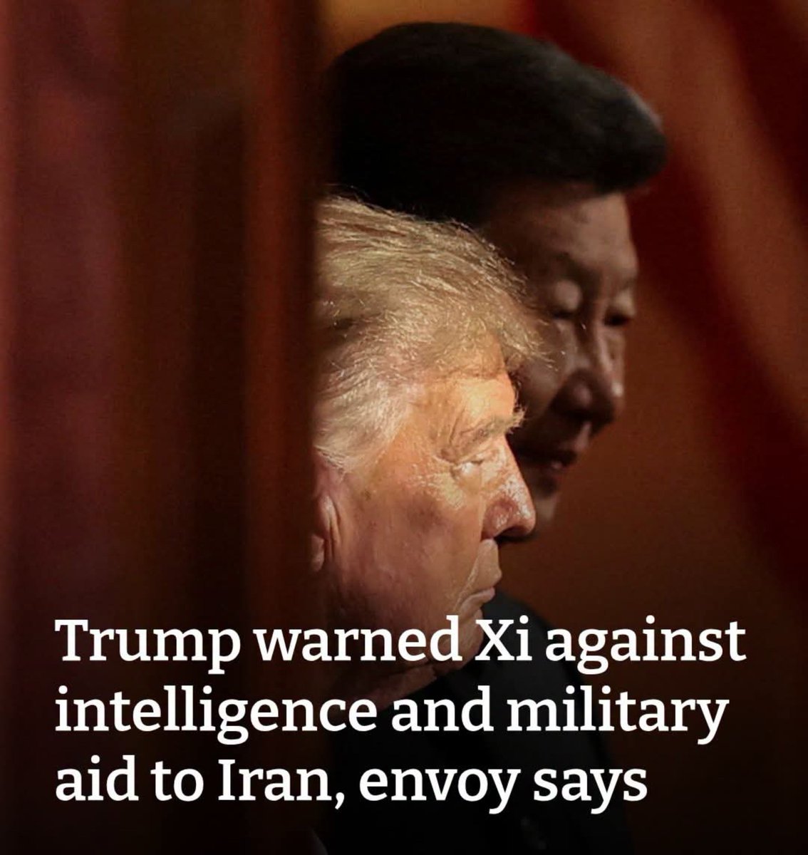 IRANIRGCC's tweet photo. 🚨 TRUMP TO XI: Helping Iran is UNACCEPTABLE.

Direct or indirect. Intelligence. Components. Weapons. All of it.

US Ambassador Perdue: Trump made it crystal clear again. Washington has been hammering this for weeks  and it’s NOT tied to Taiwan.

Beijing already pulled some of it down.
Iran gets no nukes. Hormuz stays open. No tolls. No games.