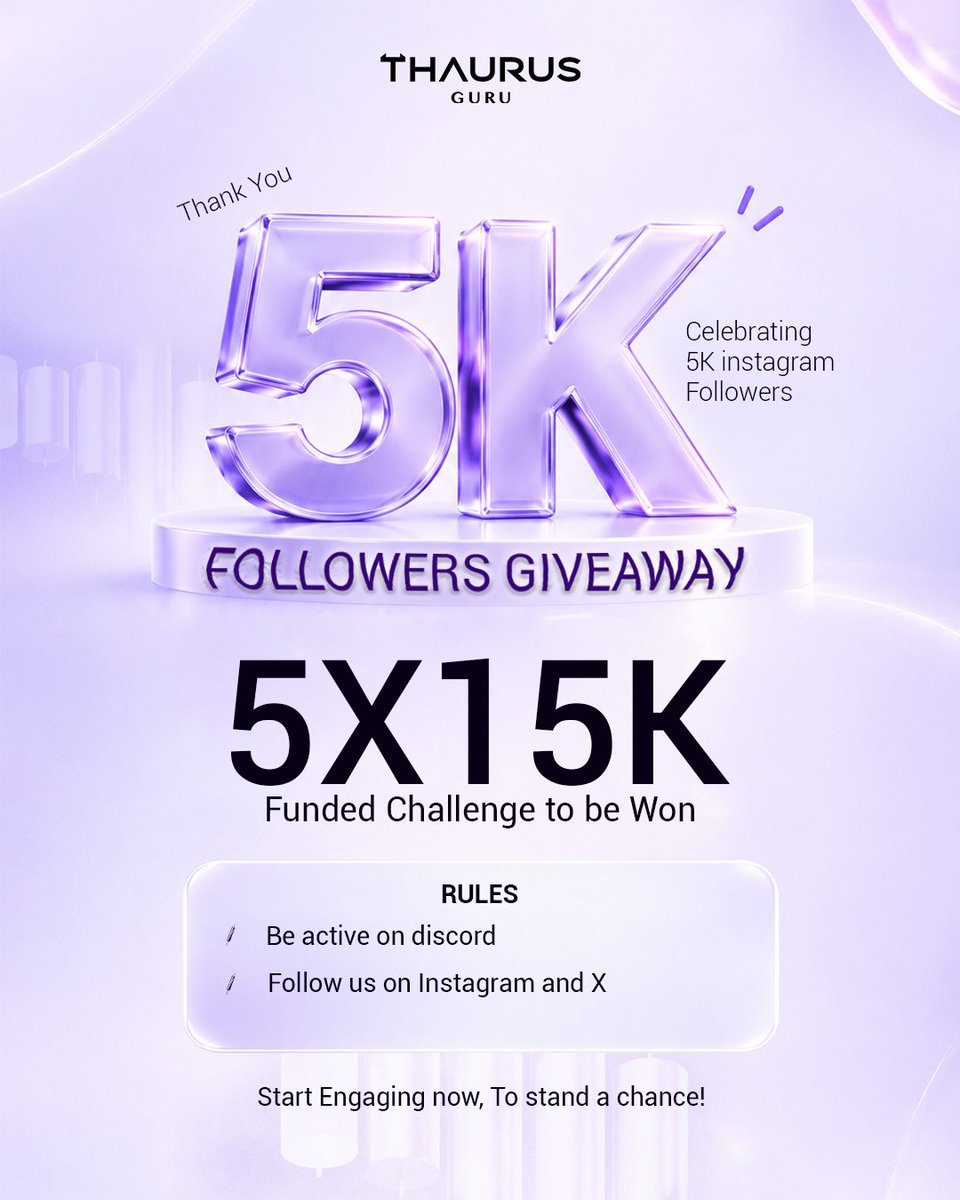 ThaurusGuru's tweet photo. $15K ACCOUNT GIVEAWAY 🚨🔥
Follow us on IG & X + stay active in our Discord to qualify.
Haven’t joined our Discord yet? 👀
Here’s your sign: https://t.co/ITVOZAsJwU
Here's our Instagram link🔗
https://t.co/B395IZHKuR
Your next account could be FREE.
#ThaurusGuru #Trading #giveaway