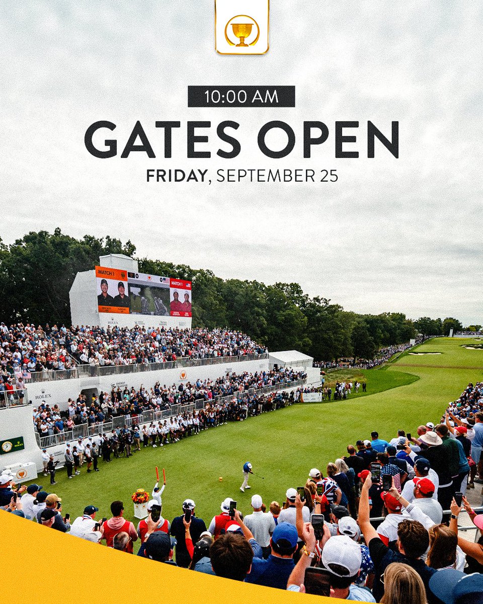 PresidentsCup's tweet photo. Gates open for Round 2 of the Presidents Cup at 10 a.m.

#PresidentsCup https://t.co/Zjj8rQeYNN