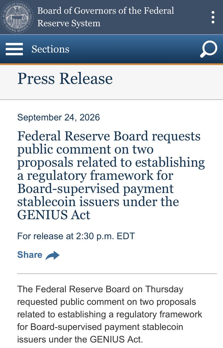 BitcoinPulseX's tweet photo. 🇺🇸 HUGE NEWS: THE FED HAS JUST PROPOSED RULES THAT COULD ALLOW BANKS TO LAUNCH THEIR OWN CRYPTO STABLECOINS! 🏦

THE BANKING SYSTEM IS ENTERING A NEW ERA! 💥🚀 https://t.co/QzoI4SI8oz