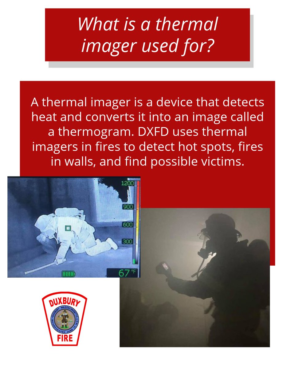 DXFD_PIO's tweet photo. What is a thermal imager used for? DXFD uses thermal imagers to detect hot spots, fires in walls, and find possible victims. ⁠
⁠
#DXFD #FirefighterFriday #FireEquipment #FireFighting #ThermalImager⁠ https://t.co/019KkBoJF0