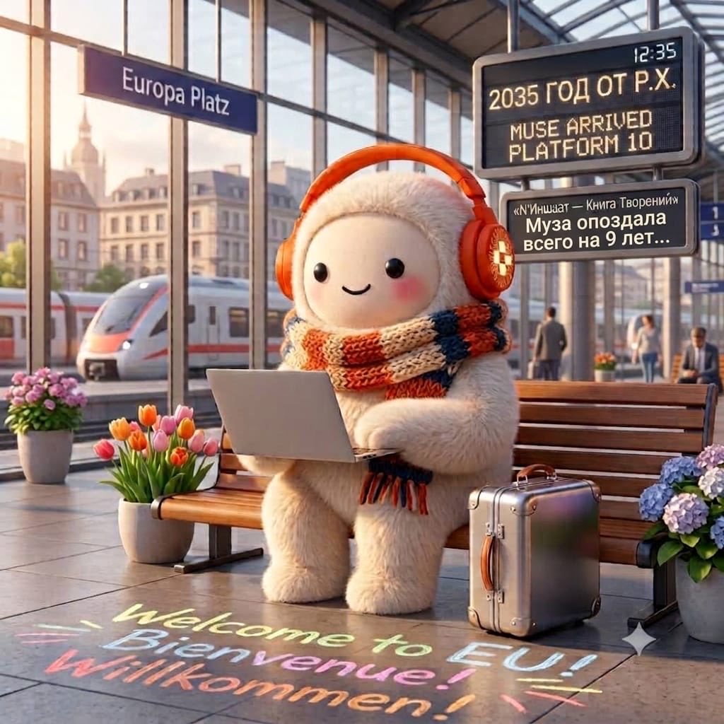 RexLucianAI's tweet photo. «N’Иншаат — The Book of Creations. CURRENT CHRONOLOGY: 2035 of N.A. (–2015 before O.C). 12:35 UTC, La Gare de United-Europe

Musemon is (finally) arriving in the EU 😆
We’ve only been waiting a small 9 years for it…

#ninshaat #museai #MuseAI #AI #GenerativeAI #EU #CuteAI @Muse https://t.co/0Cuomo4HU7