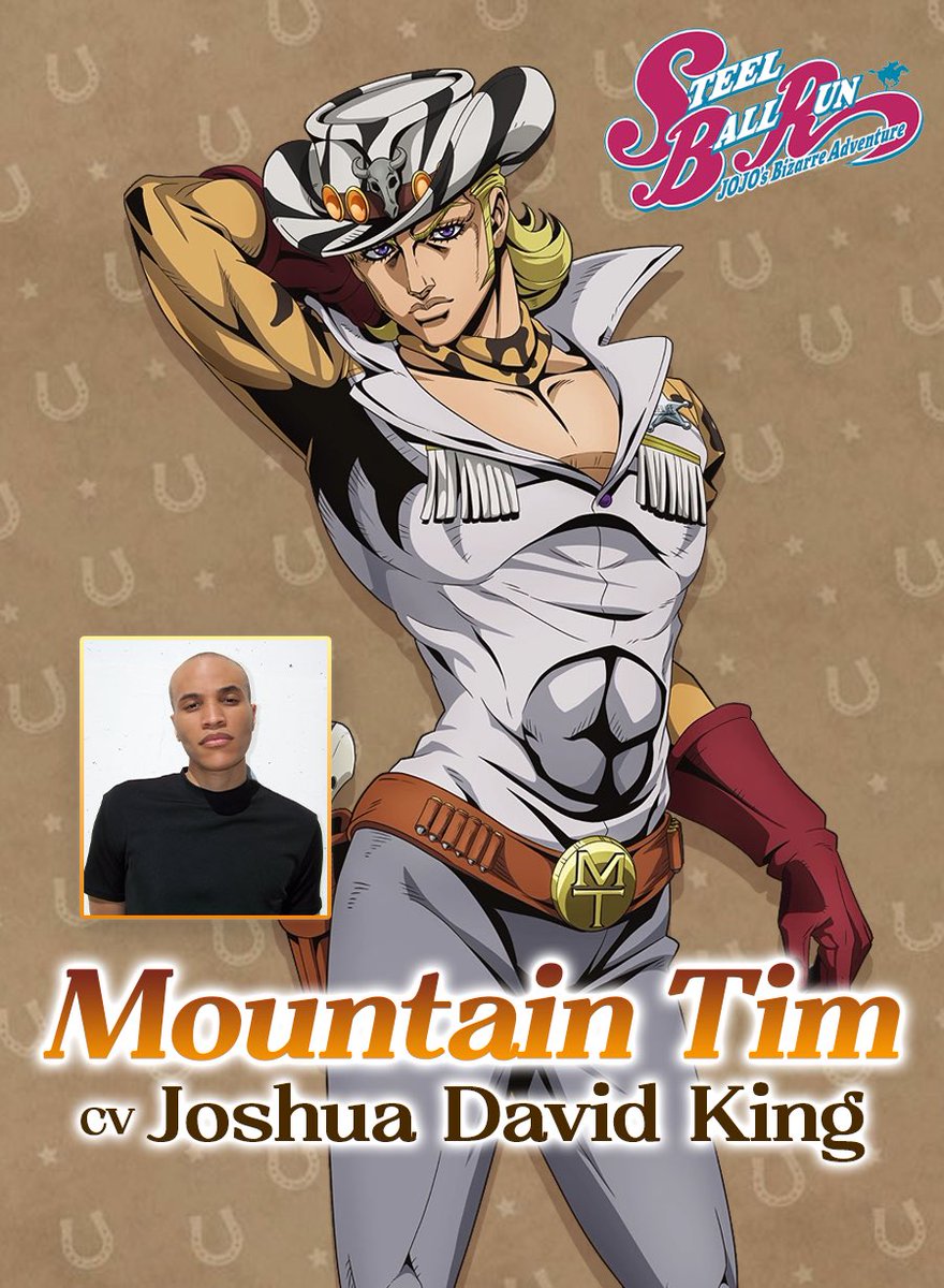 joshuadavdking's tweet photo. Howdy! 
Looks like the cat’s out the Cowboy Hat! 🤠🏇🏽💕

I’m blessed to join STEEL BALL RUN Jojo’s Bizarre Adventure as the cowboy bounty hunter ‘Mountain Tim.’ 

I’m so honored to take part in an iconic series like Jojos, and I promise to do my very best! #jojo_anime https://t.co/uNe2i4Ddkb