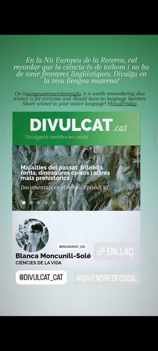 monqso's tweet photo. 🚨 En la #NitEuropeaDeLaRecerca, cal recordar que la ciència és de tothom i no ha de tenir fronteres lingüístiques. Divulga en la teva llengua materna! 

#DivendresFossil

@Divul_cat @GRICA_UDC

Enllaç: https://t.co/EpwyUc08H3 https://t.co/tLh8f8Lulg