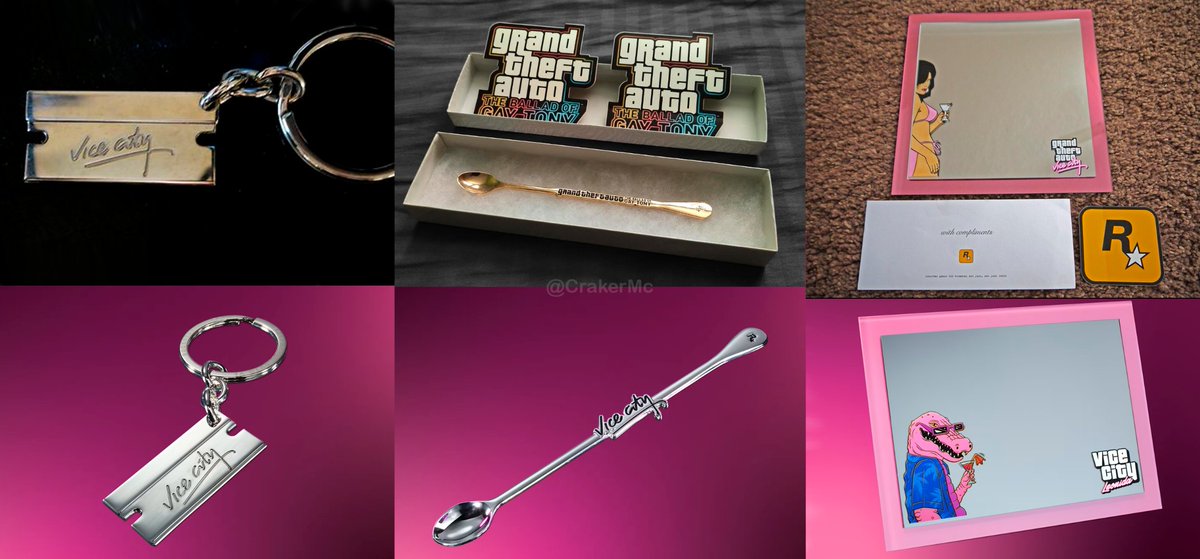 CrakerMc's tweet photo. Vosotros sois muy jóvenes y no os acordáis, pero casi todos los items de la edición coleccionista sin juego de Grand Theft Auto VI The Goodtime State "Vice City Collection", son básicamente items promocionales de juegos anteriores. El equipo creativo sin ideas por lo que veo. https://t.co/5ZvwtyNdoP